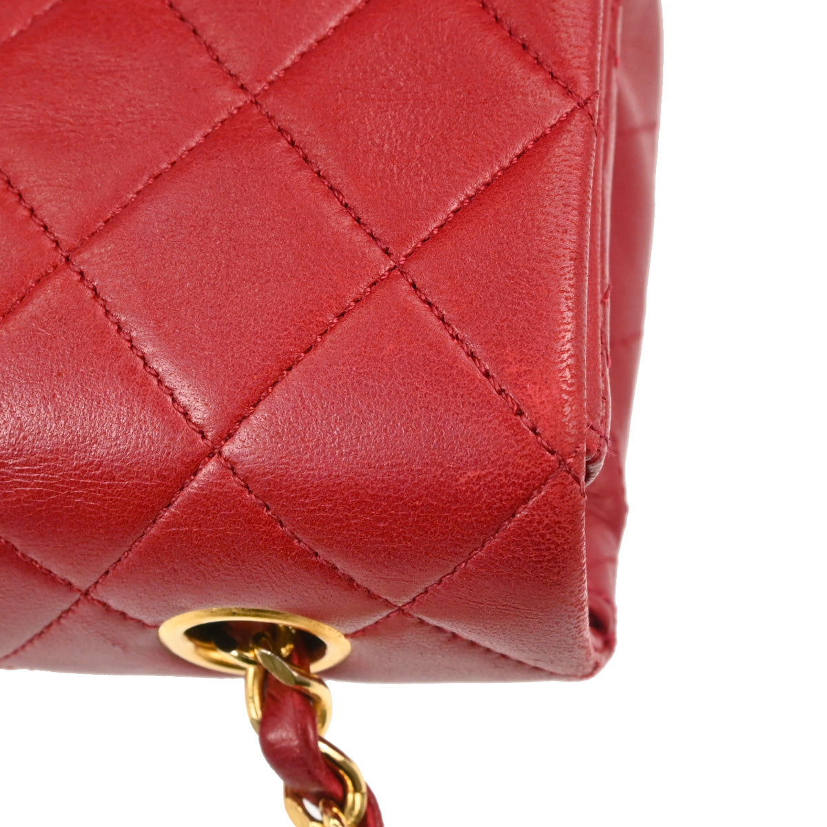 Chanel Red Lambskin Turnlock Small Full Flap Shoulder Bag