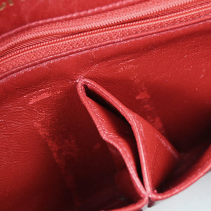 Chanel Red Lambskin Turnlock Small Full Flap Shoulder Bag