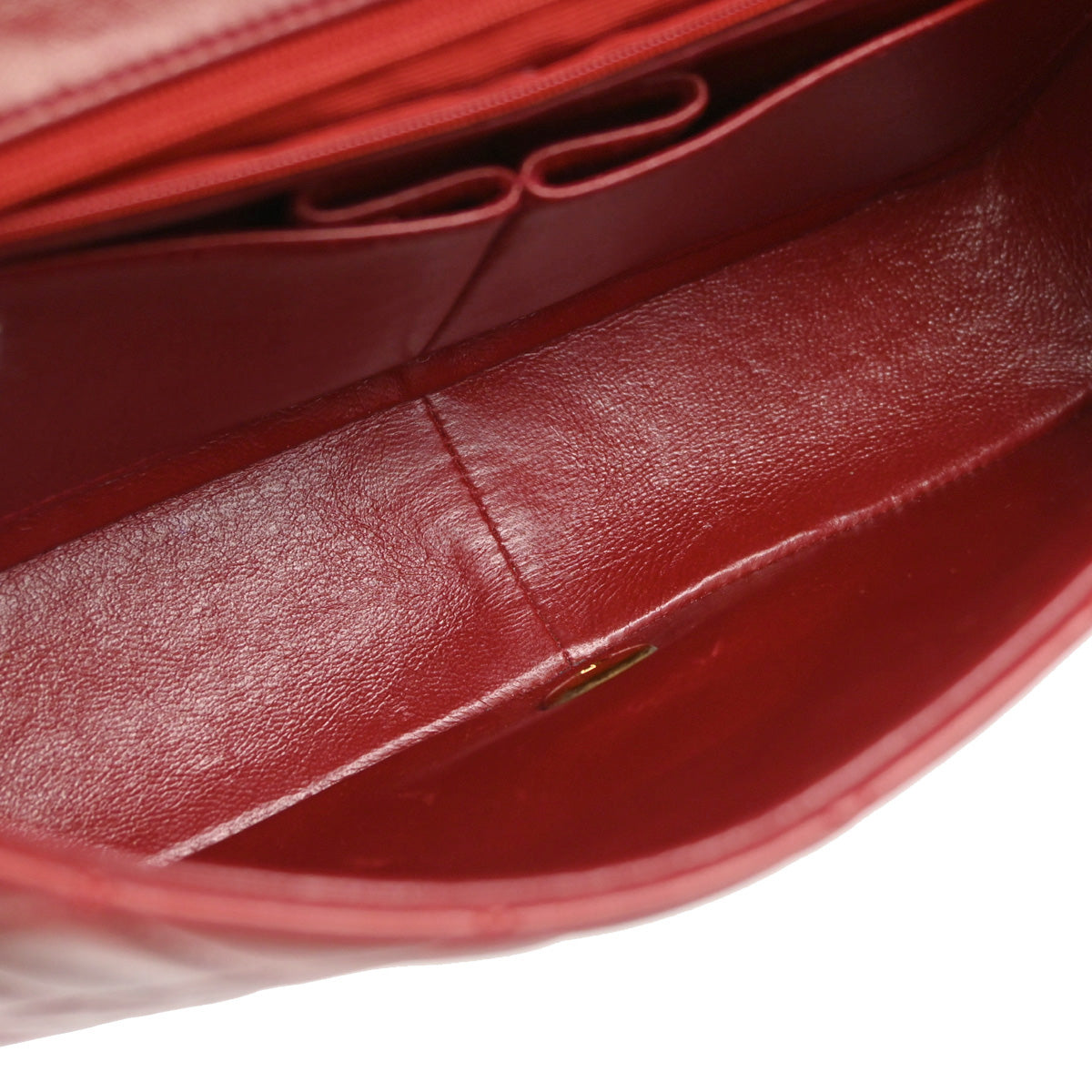 Chanel Red Lambskin Turnlock Small Full Flap Shoulder Bag