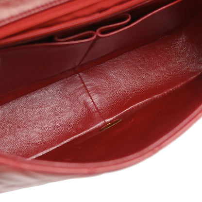 Chanel Red Lambskin Turnlock Small Full Flap Shoulder Bag