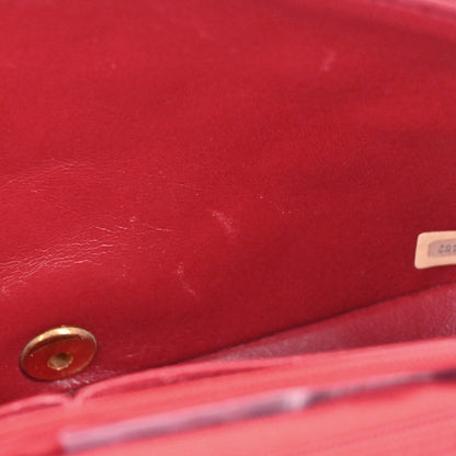 Chanel Red Lambskin Turnlock Small Full Flap Shoulder Bag
