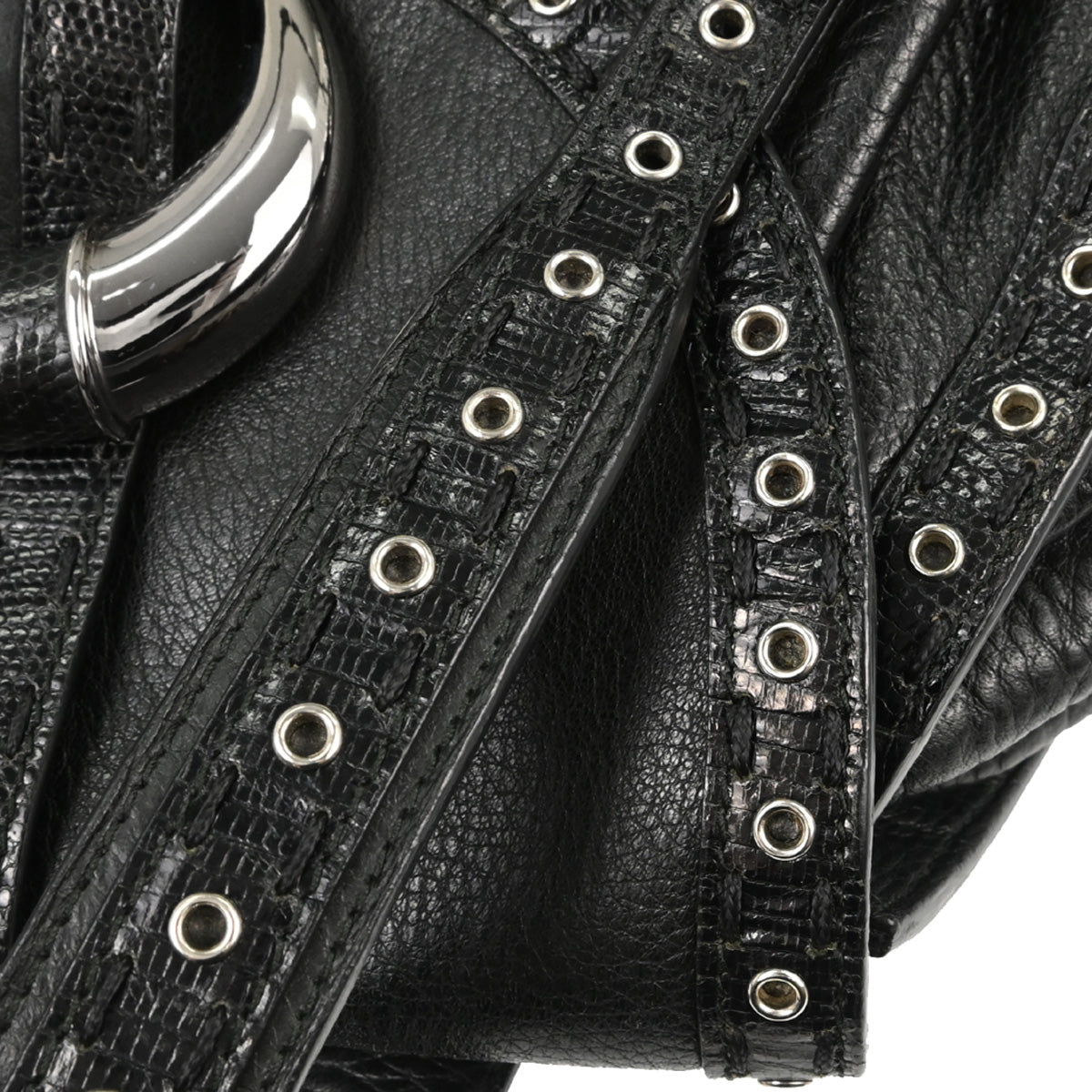 Christian Dior * Black Lizard Savane Chic Handbag