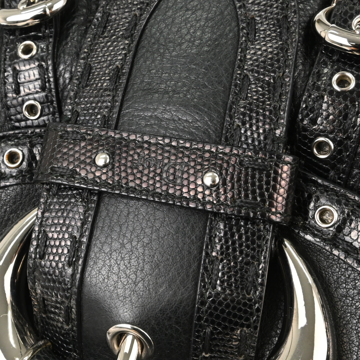 Christian Dior * Black Lizard Savane Chic Handbag