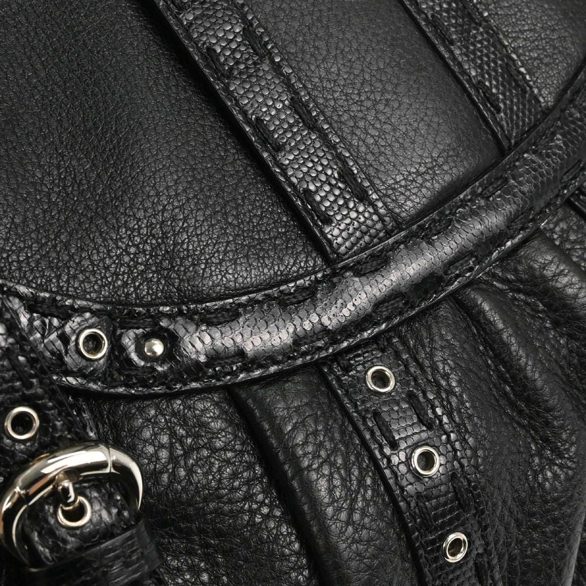 Christian Dior * Black Lizard Savane Chic Handbag