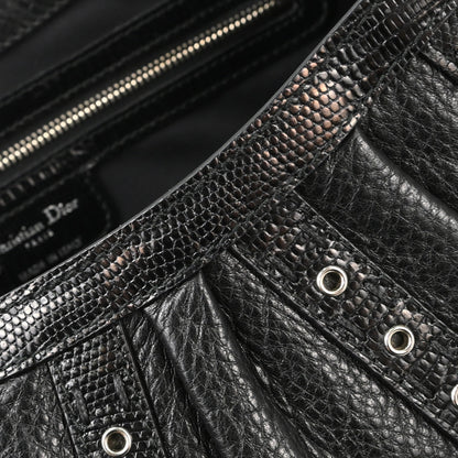 Christian Dior * Black Lizard Savane Chic Handbag