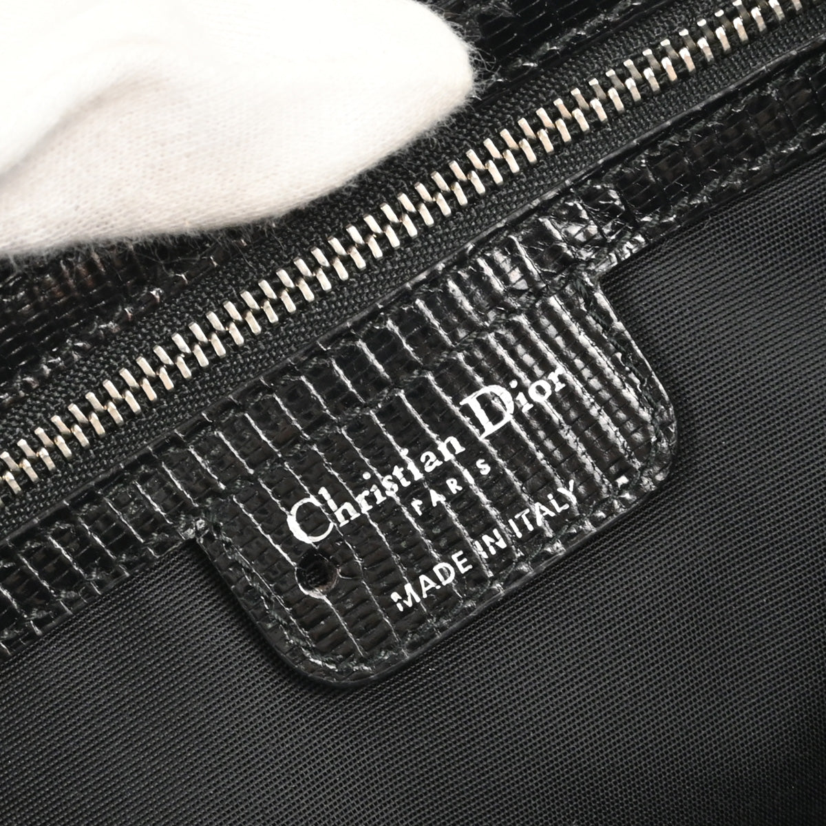 Christian Dior * Black Lizard Savane Chic Handbag