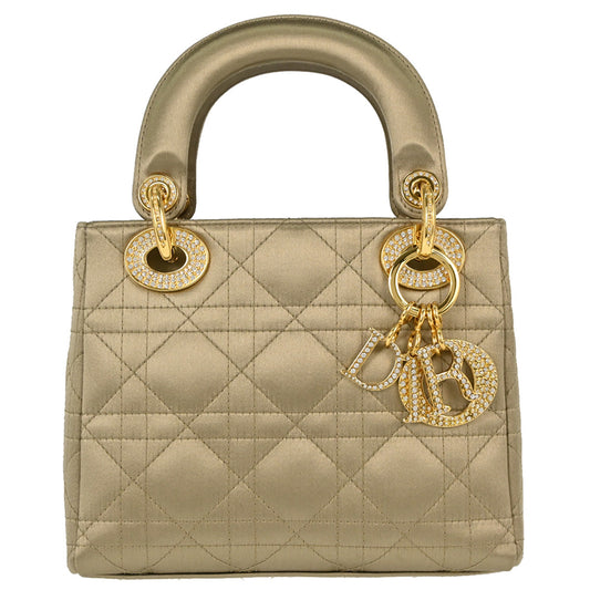 Christian Dior Gold Satin Lady Dior Handbag