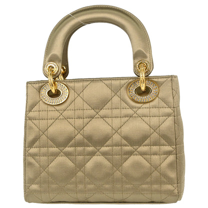 Christian Dior Gold Satin Lady Dior Handbag
