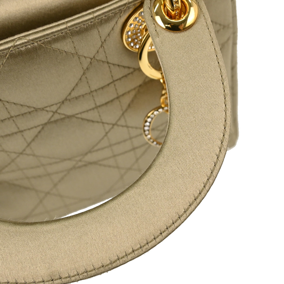 Christian Dior Gold Satin Lady Dior Handbag