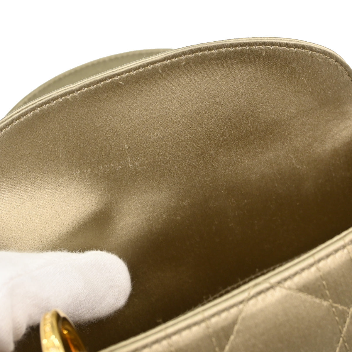 Christian Dior Gold Satin Lady Dior Handbag