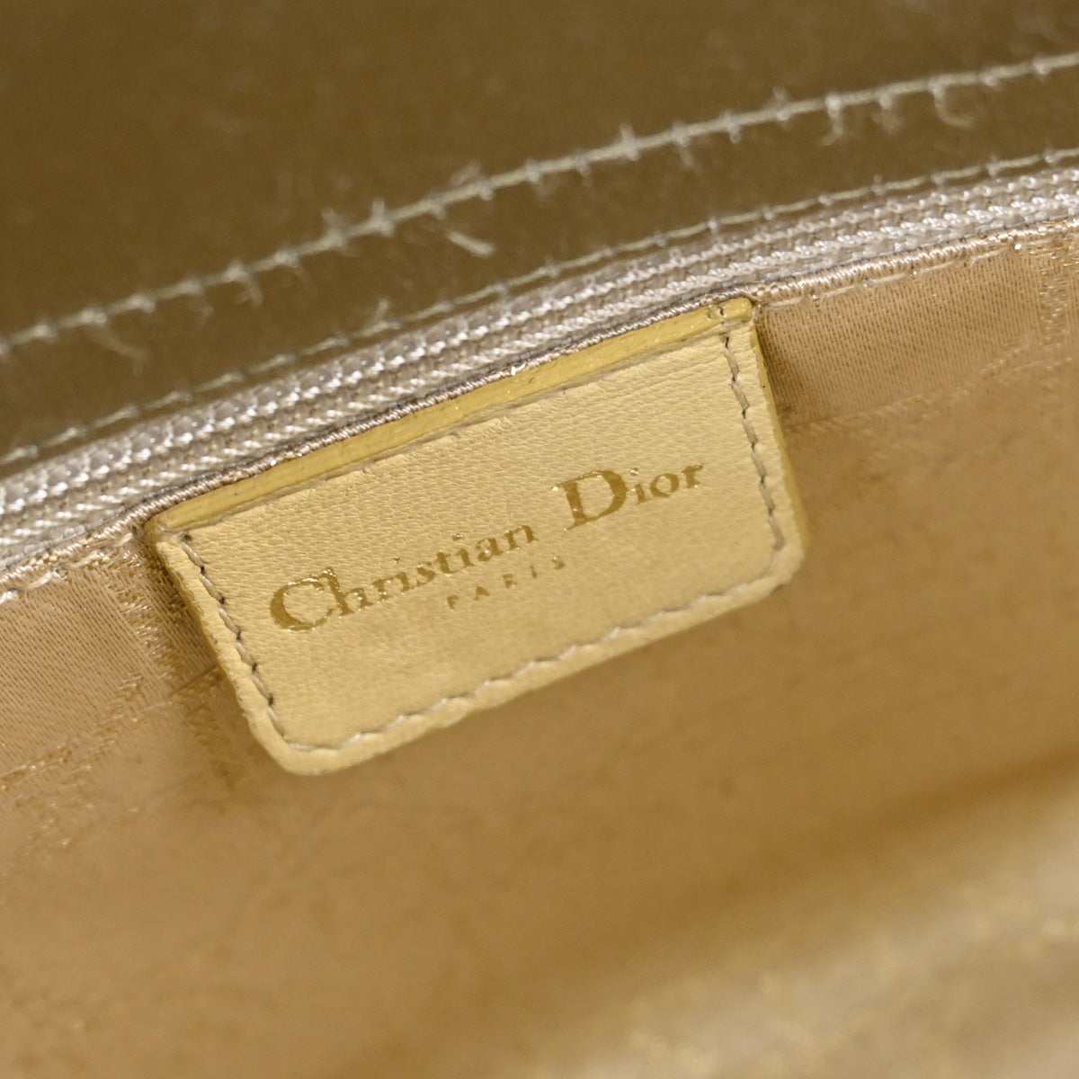 Christian Dior Gold Satin Lady Dior Handbag