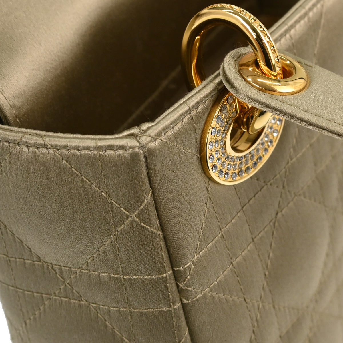 Christian Dior Gold Satin Lady Dior Handbag