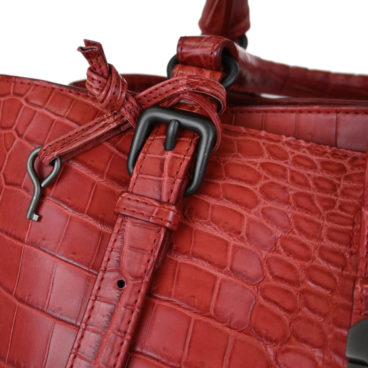 Bottega Veneta * Red Crocodile Roma Tote Handbag