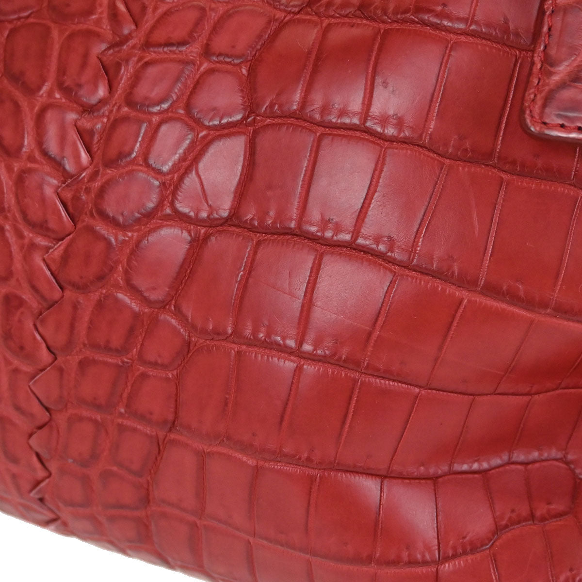 Bottega Veneta * Red Crocodile Roma Tote Handbag