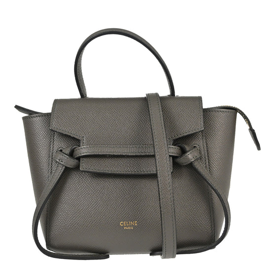 Celine Gray Calfskin Pico Belt Bag 2way Shoulder Handbag