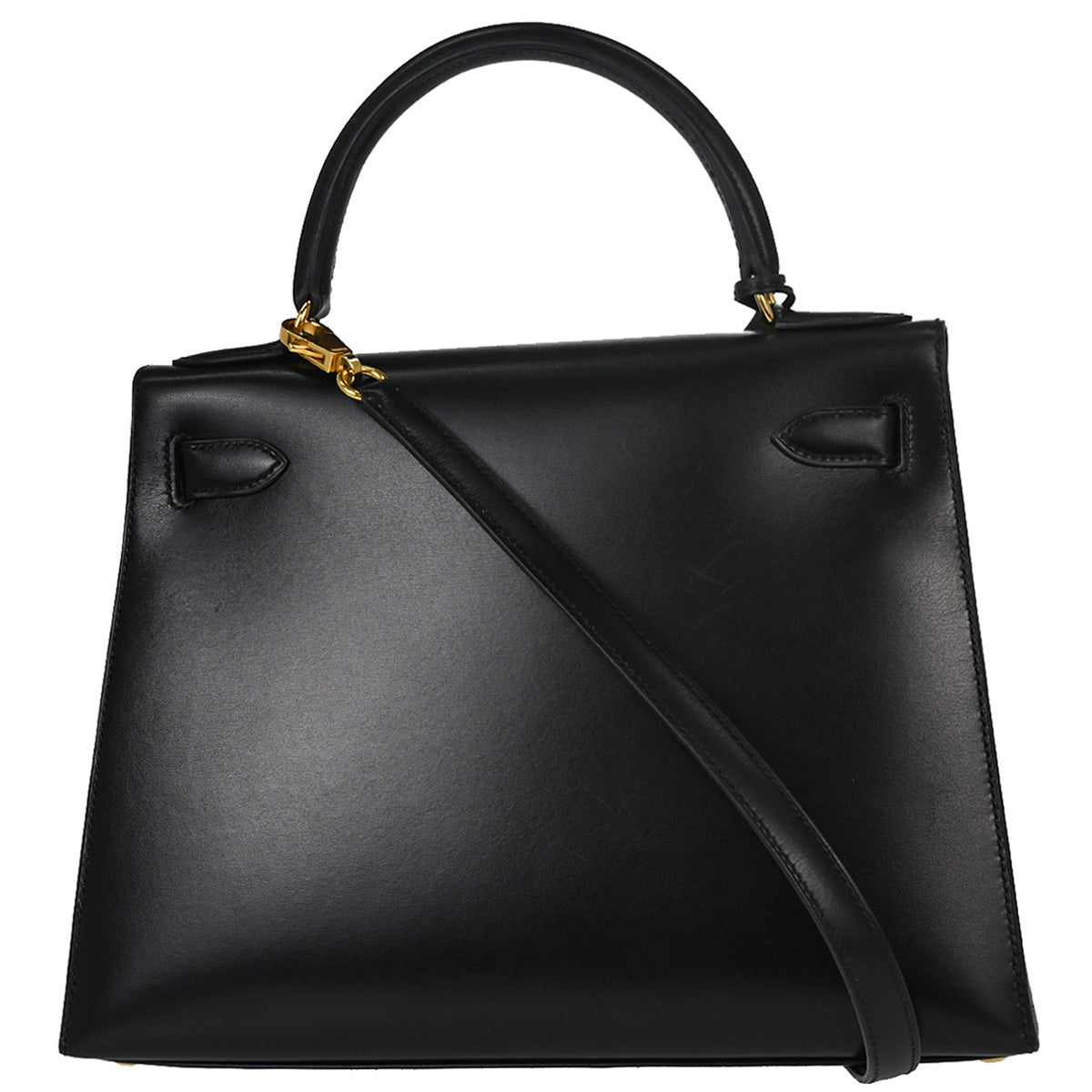 Hermes Black Box Calf Kelly 28 Sellier 2way Shoulder Handbag