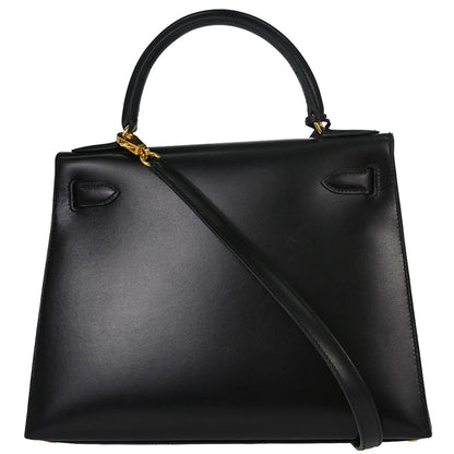 Hermes Black Box Calf Kelly 28 Sellier 2way Shoulder Handbag