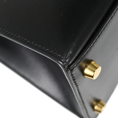 Hermes Black Box Calf Kelly 28 Sellier 2way Shoulder Handbag