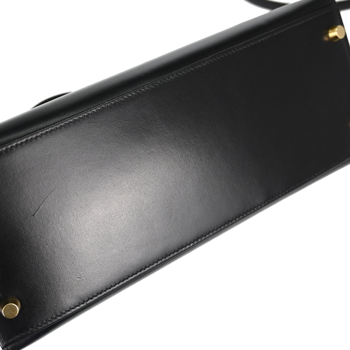 Hermes Black Box Calf Kelly 28 Sellier 2way Shoulder Handbag