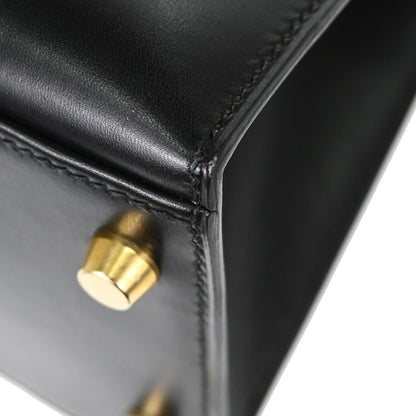 Hermes Black Box Calf Kelly 28 Sellier 2way Shoulder Handbag