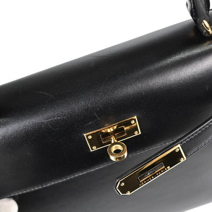 Hermes Black Box Calf Kelly 28 Sellier 2way Shoulder Handbag
