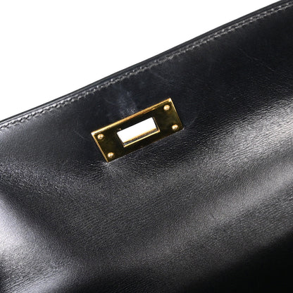 Hermes Black Box Calf Kelly 28 Sellier 2way Shoulder Handbag
