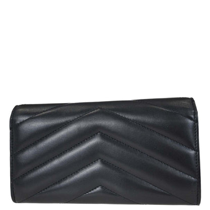 Chanel 2018-2019 Navy Lambskin Chevron CC Button Flap Long Wallet