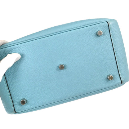 Hermes Blue Atoll Taurillon Clemence Lindy 26 Shoulder Bag