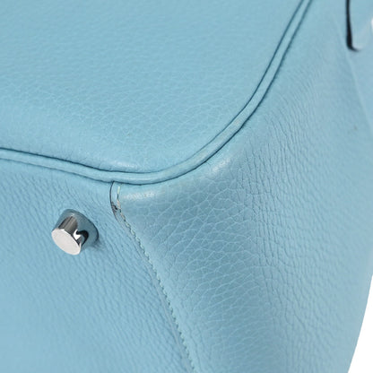 Hermes Blue Atoll Taurillon Clemence Lindy 26 Shoulder Bag