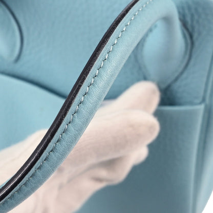 Hermes Blue Atoll Taurillon Clemence Lindy 26 Shoulder Bag