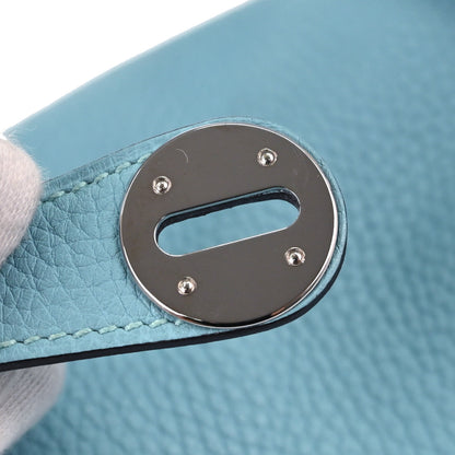 Hermes Blue Atoll Taurillon Clemence Lindy 26 Shoulder Bag