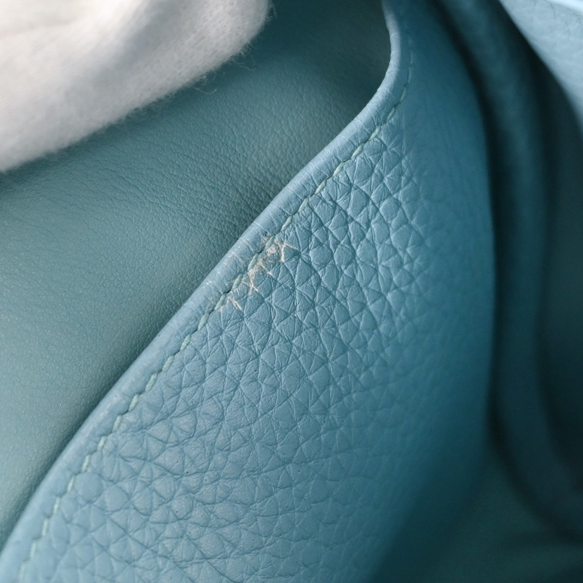 Hermes Blue Atoll Taurillon Clemence Lindy 26 Shoulder Bag