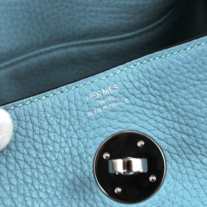 Hermes Blue Atoll Taurillon Clemence Lindy 26 Shoulder Bag