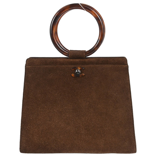Chanel Brown Suede Faux Tortoiseshell Handbag