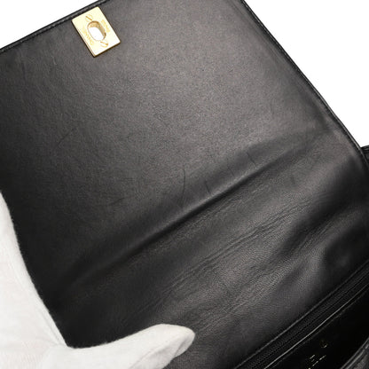 Chanel 1996-1997 Black Lambskin Shoulder Bag