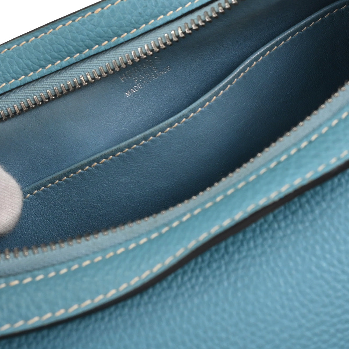 Hermes Blue Jean Togo Caporal Handbag