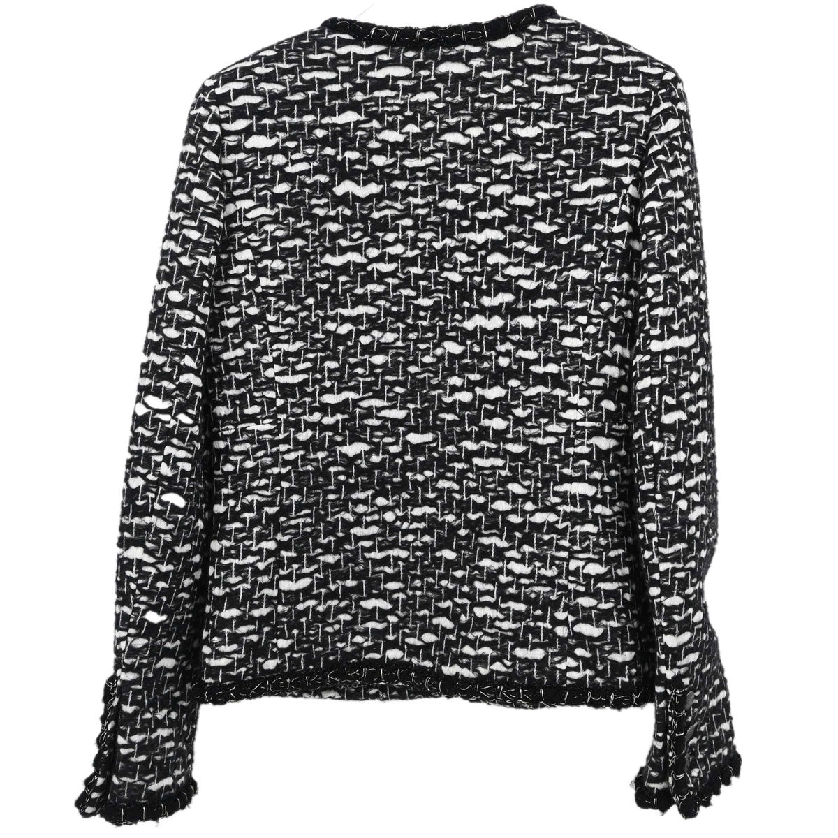 Chanel 2010 Collarless Jacket Tweed Black #36