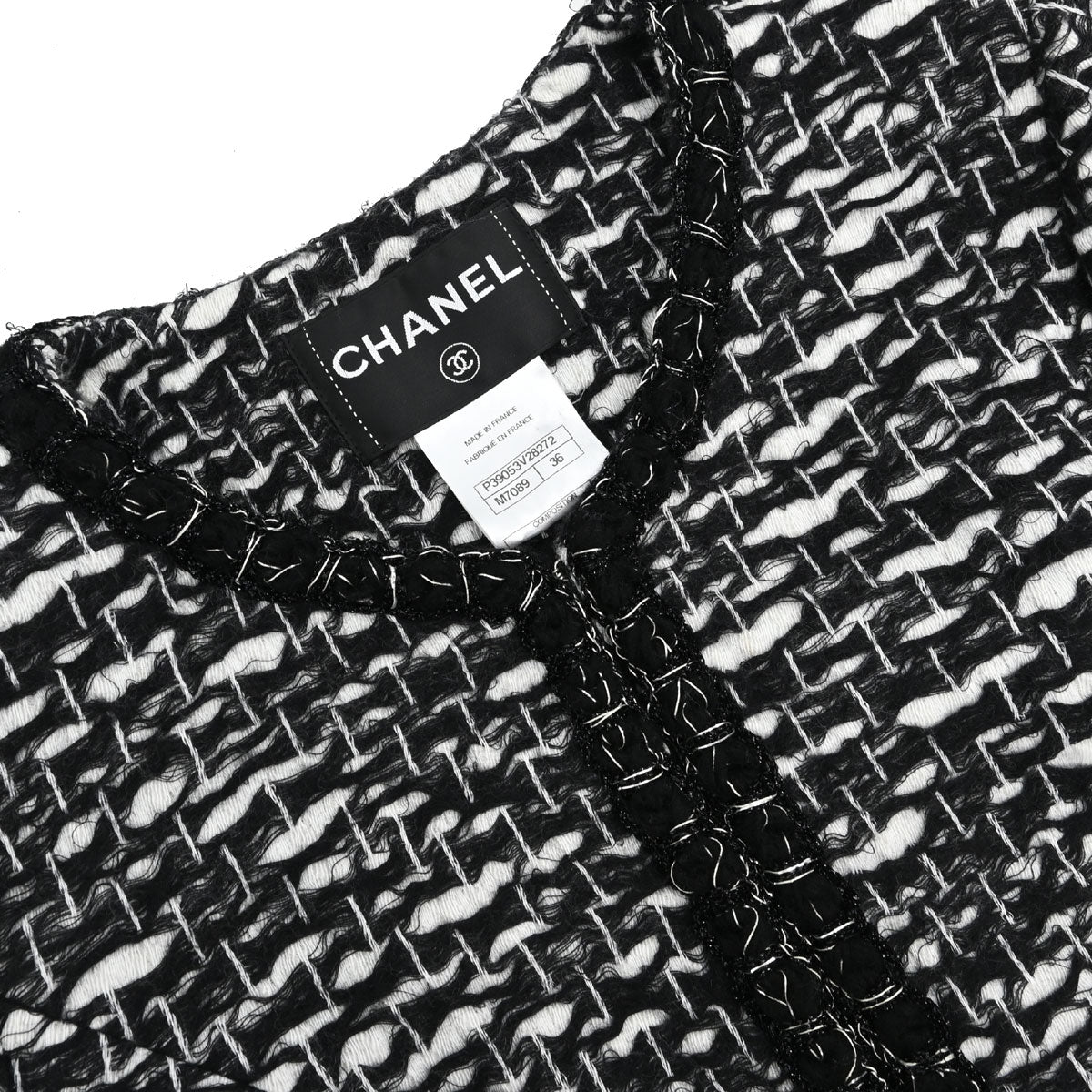 Chanel 2010 Collarless Jacket Tweed Black #36