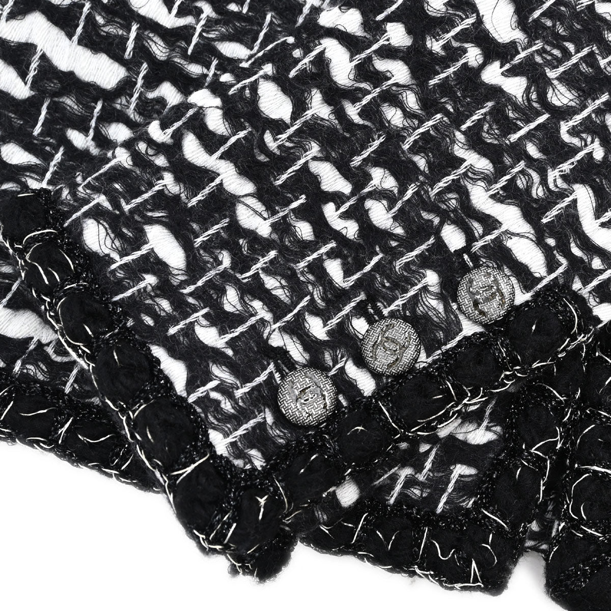 Chanel 2010 Collarless Jacket Tweed Black #36