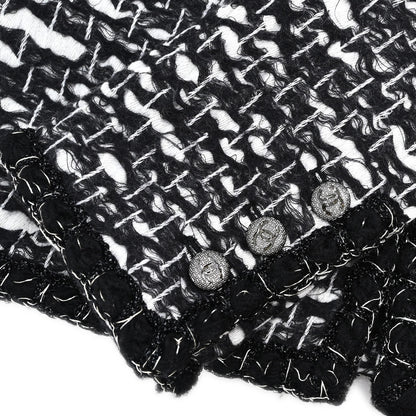 Chanel 2010 Collarless Jacket Tweed Black #36