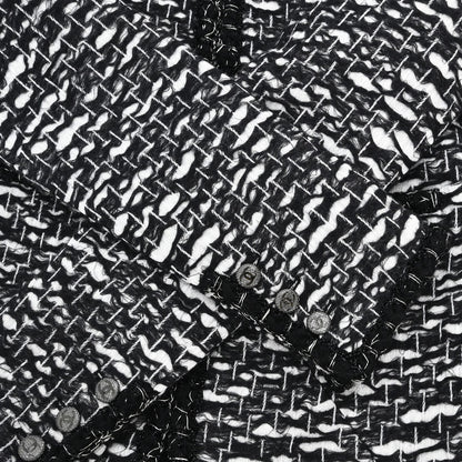Chanel 2010 Collarless Jacket Tweed Black #36