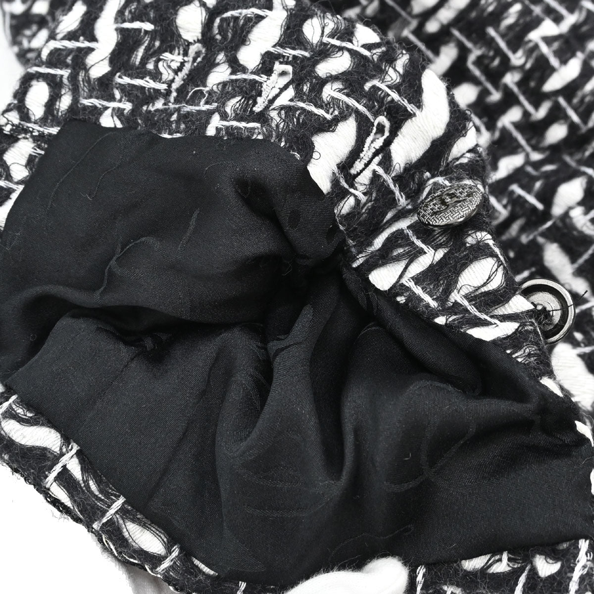 Chanel 2010 Collarless Jacket Tweed Black #36