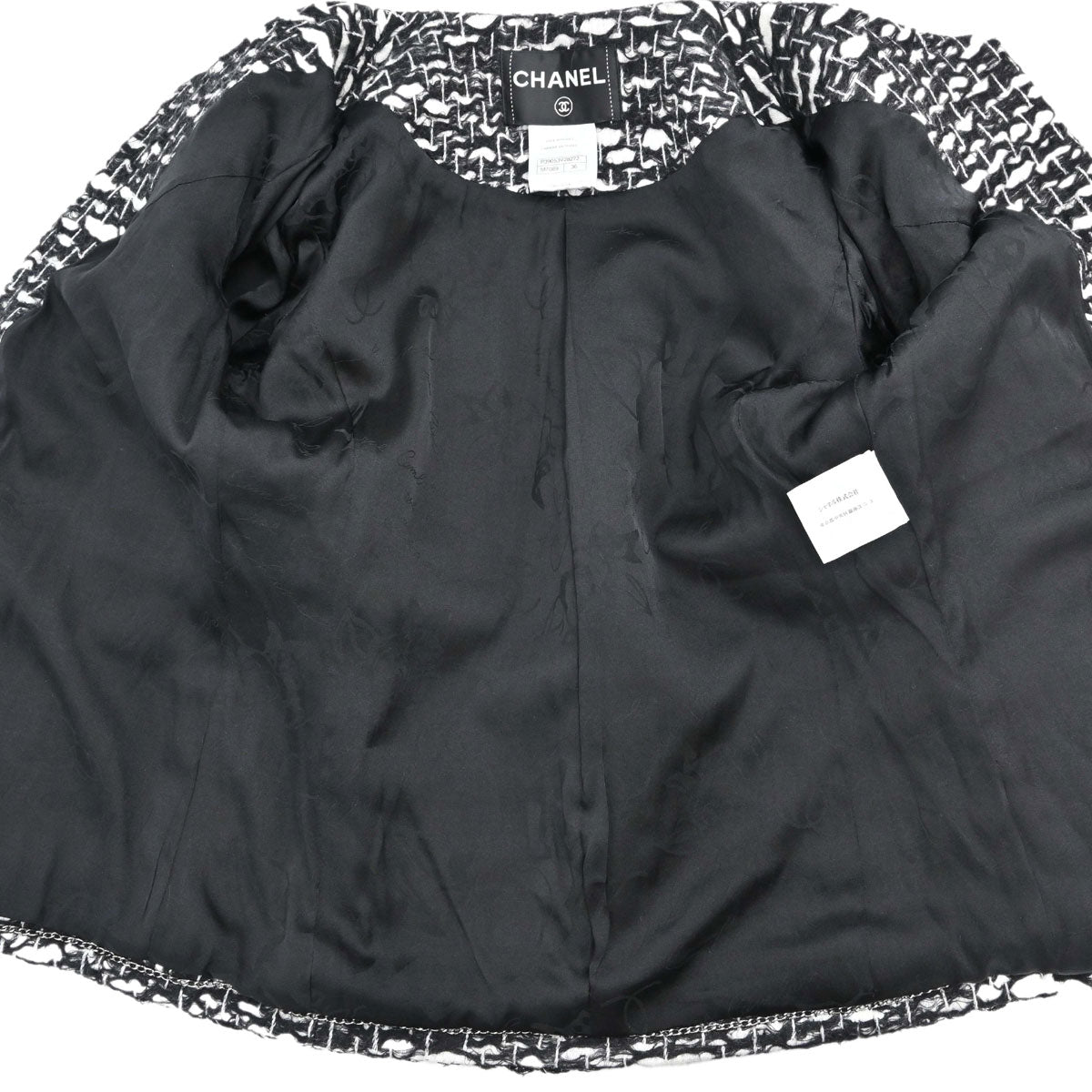 Chanel 2010 Collarless Jacket Tweed Black #36