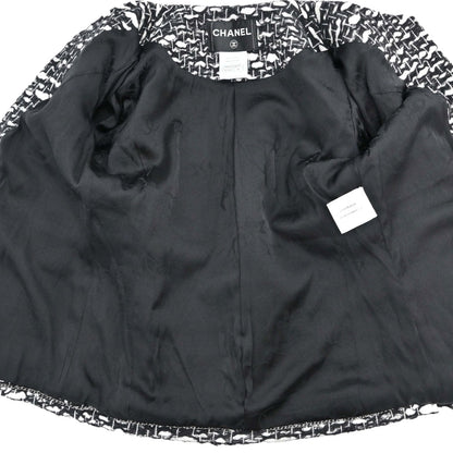 Chanel 2010 Collarless Jacket Tweed Black #36