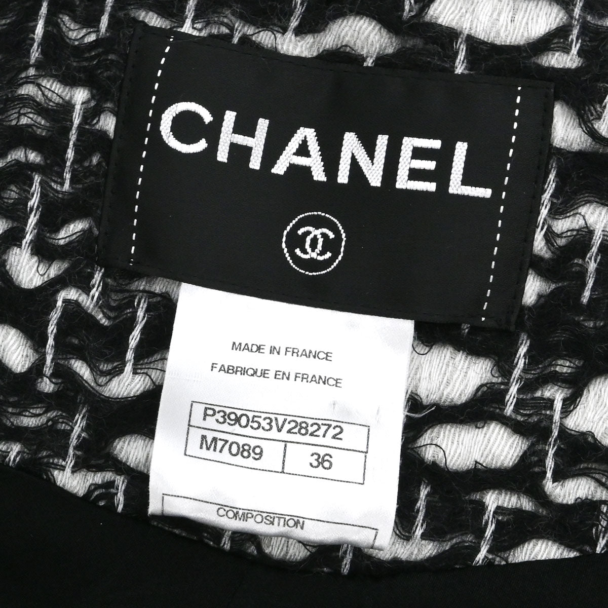 Chanel 2010 Collarless Jacket Tweed Black #36