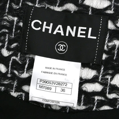 Chanel 2010 Collarless Jacket Tweed Black #36