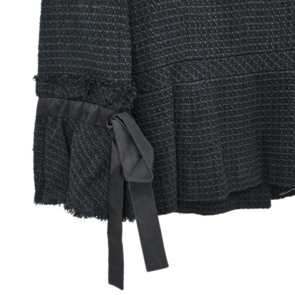 Chanel 2009 Double Breasted Tweed Jacket Black Navy