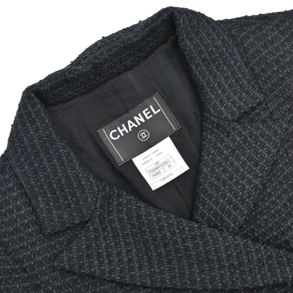Chanel 2009 Double Breasted Tweed Jacket Black Navy