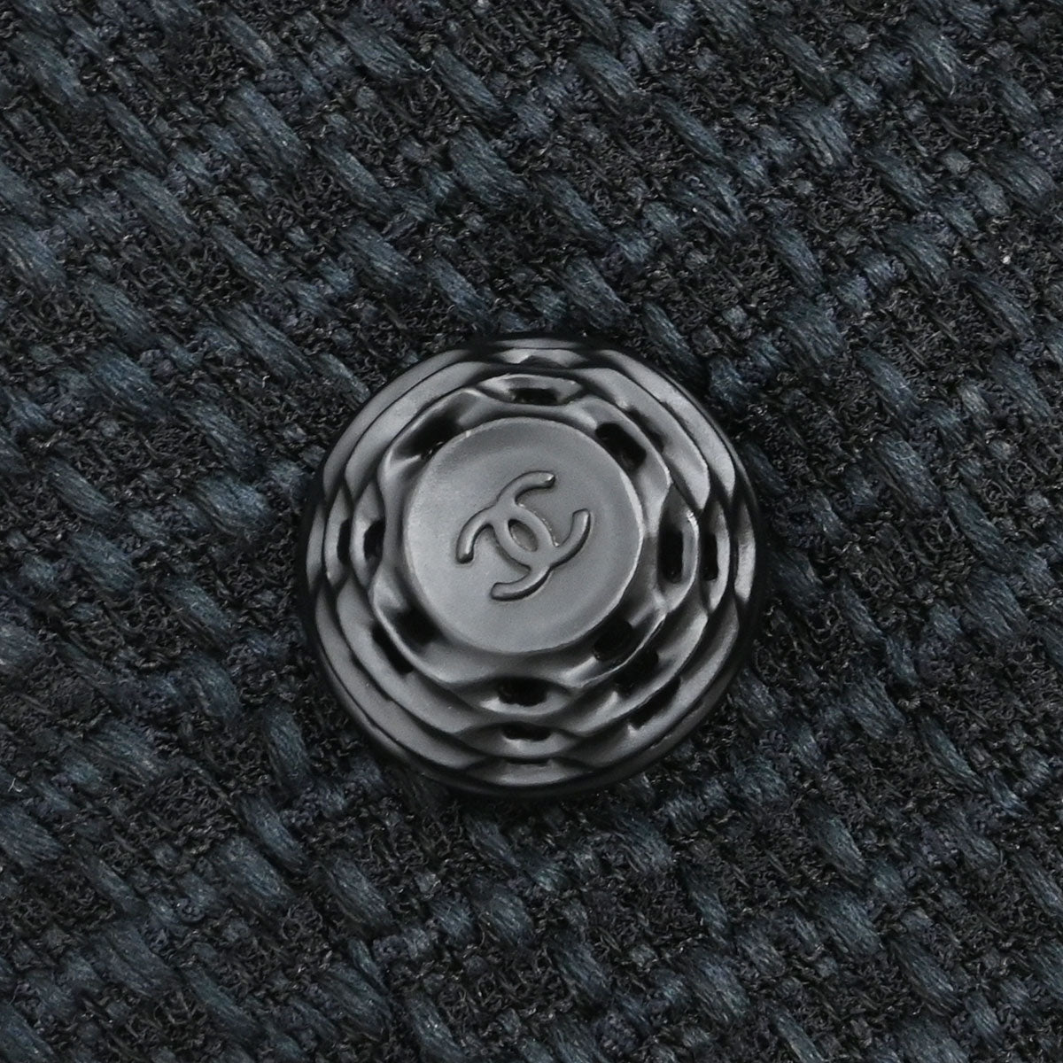 Chanel 2009 Double Breasted Tweed Jacket Black Navy