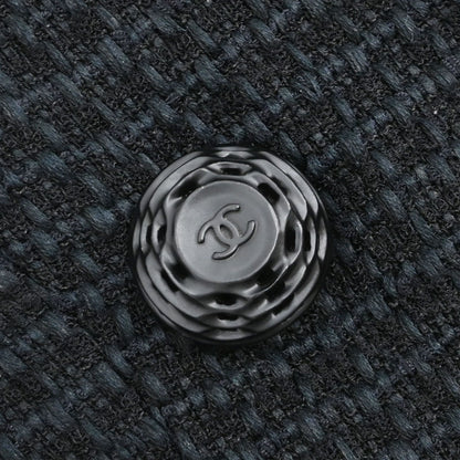 Chanel 2009 Double Breasted Tweed Jacket Black Navy